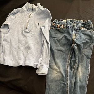 Waffle turtleneck shirt & jeans bundle